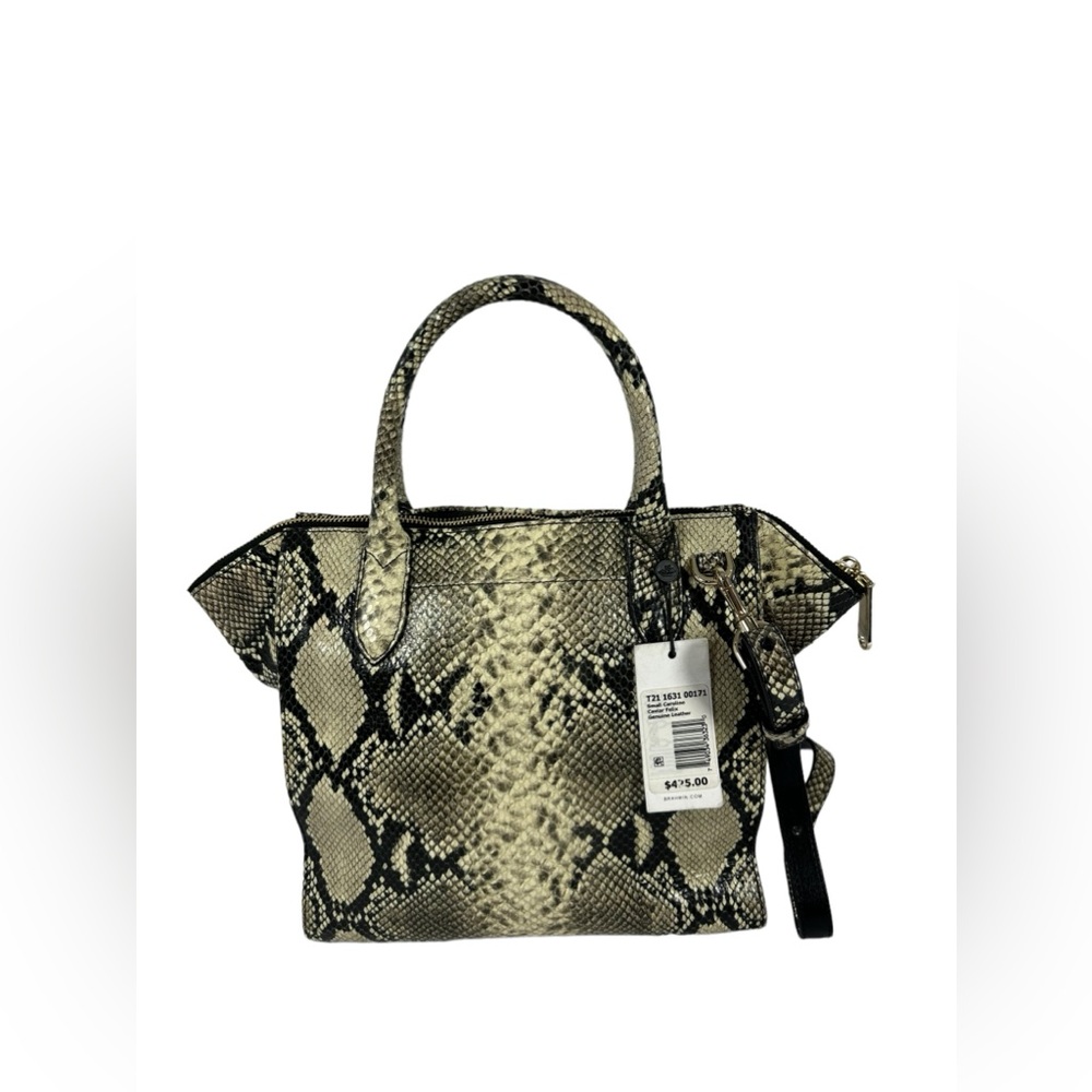 Genuine BRAHMIN Small Caroline Caviar Felix genuine leather bag crossbody beige
